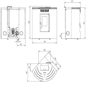 Alternative view of Estufa de pellets aire rincon FM BP-100 R 9 KW